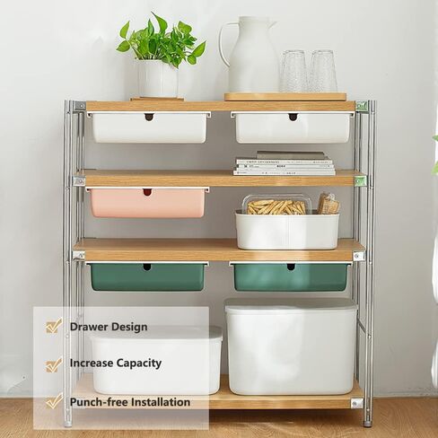 Under Desk Drawer, Large Hidden Self-Adhesive Under Desk Organiser for Storage of Cutlery, Office Supplies, Stationery and Cosmetics (Pink) in Saudi Arabia