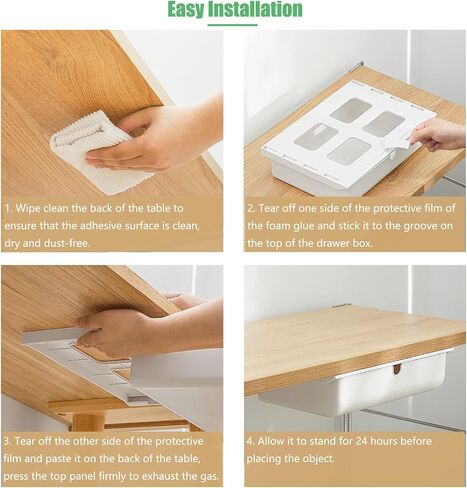 Under Desk Drawer, Large Hidden Self-Adhesive Under Desk Organiser for Storage of Cutlery, Office Supplies, Stationery and Cosmetics (Pink) in Saudi Arabia