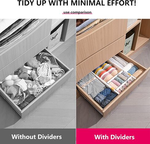 حزمة فواصل أدراج مكونة من 4 قطع، ملابس تنظيم أدراج بلاستيكية قابلة للتعديل والتوسيع، محملة بنابض، تعمل في منظم أدوات المطبخ، فواصل أدراج خزانة الملابس، ارتفاع 4 بوصات، 11-17.5 بوصة، أبيض in Kuwait