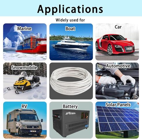 كابل قارب نحاسي معلب من الدرجة البحرية مقاس 10 قياسات، 10 أقدام 10 AWG قياسي OFC سلك نحاسي خالٍ من الأكسجين للسيارات البحرية ومقطورة تخييم RV في الهواء الطلق باللون الأحمر in Kuwait
