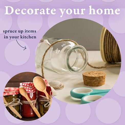 BeCraftee Jute Twine - سلسلة خيوط القنب، خيوط للحرف اليدوية، حبل الجوت | مواد تعبئة صناعية شديدة التحمل، وتغليف الهدايا، وديكور المنزل، والبستنة | عبوتان بطول 656 قدم وسمك 2 مم in Kuwait