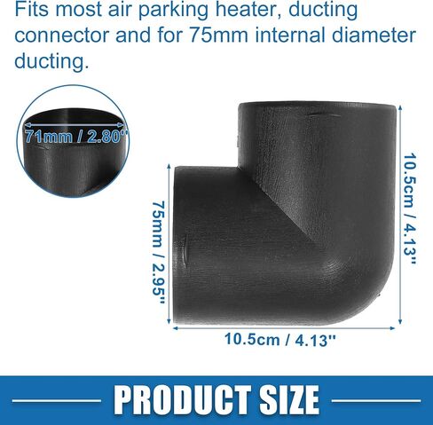 Car Air Diesel Heater Duct Car Heater Warm Air Ducting Pipe Elbow Outlet Connector 2.95'' 75mm OD Black in Saudi Arabia