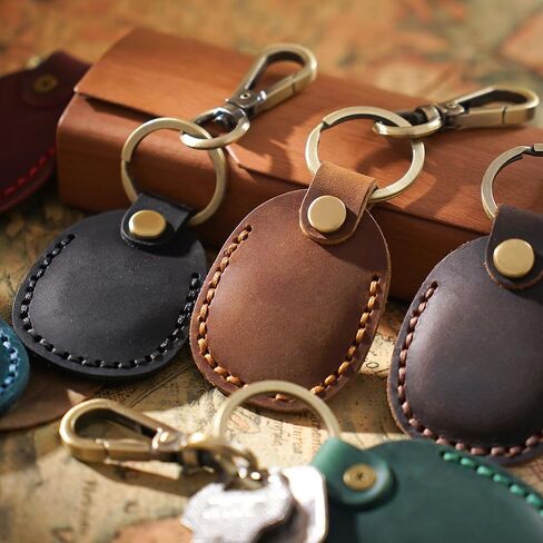 4 Pack Genuine Leather Holder Keychain for Apple Airtag Handmade Case in Kuwait