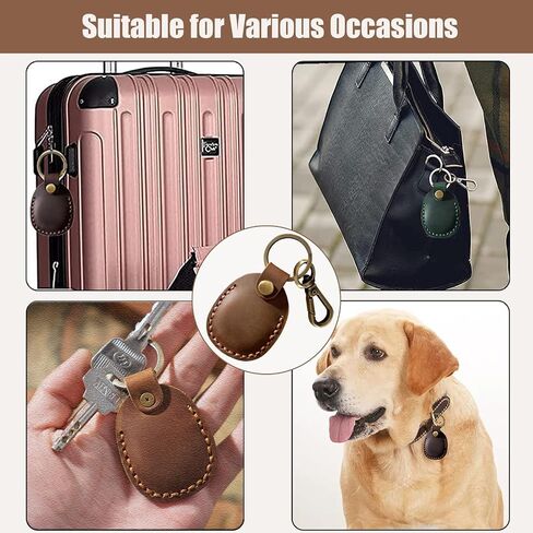 4 Pack Genuine Leather Holder Keychain for Apple Airtag Handmade Case in Kuwait