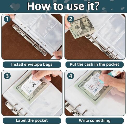 Leather 52 Week Money Saving Challenge Binder, Hyperzoo Money Saving Challenge Book with Envelopes for Cash Saving Budget Binder Planner Book with Cash Envelopes Brown in Kuwait