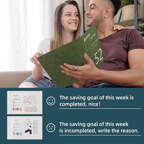 Leather 52 Week Money Saving Challenge Binder, Hyperzoo Money Saving Challenge Book with Envelopes for Cash Saving Budget Binder Planner Book with Cash Envelopes Brown in Kuwait