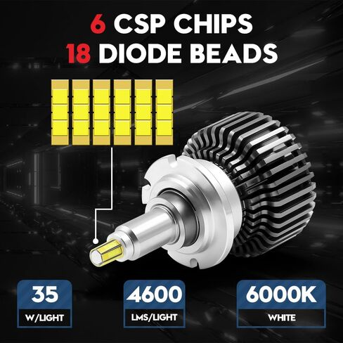 VEHICODE D1S D2S D3S D4S 360 D2H LED لمبة 6000K-6500K جهاز عرض أبيض ضوء الضباب 35W DS1 DS2 D2R DS3 DS4 D4R استبدال زينون HID (عبوتان) in Kuwait