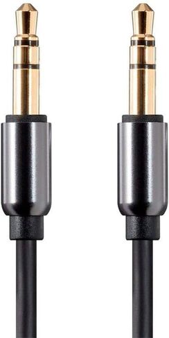 Monoprice Auxiliary Audio Cable - 3.5mm TRS, Gold Plated, 1 Feet, Black - Onyx Series in Saudi Arabia
