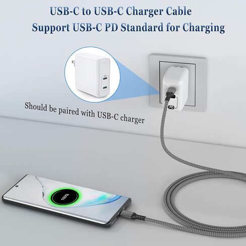 Basesailor USB C to USB C 100W Charger Cable 10FT with Adapter,Type C Power Fast Car Charging Cord for iPhone 15 Pro Plus Max,MacBook,iPad Air 5 4 5th Mini 6,Samsung Galaxy S24 Ultra 24 S23 S22 FE in Saudi Arabia