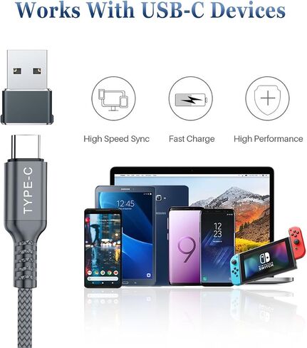 Basesailor USB C to USB C 100W Charger Cable 10FT with Adapter,Type C Power Fast Car Charging Cord for iPhone 15 Pro Plus Max,MacBook,iPad Air 5 4 5th Mini 6,Samsung Galaxy S24 Ultra 24 S23 S22 FE in Saudi Arabia