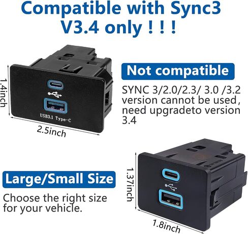 Stance Tuning SYNC 3 carplay USB Module, Type C + USB Interface Upgrade Module, Compatible SYNC 3.4 USB hub,hc3z-19a387-E hc3z-19a387-B - Blue in Saudi Arabia