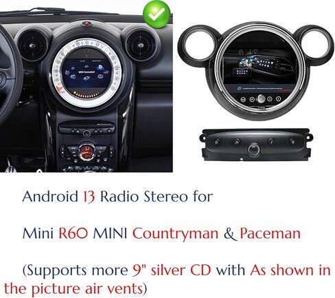 ستيريو راديو Android 13 لسيارة Mini Coupe Countryman Clubman وHatch، Qualcomm 668SOS، دعم CarPlay اللاسلكي، 4G، التحكم في المقبض (9 بوصات فتحات متوازية للقرص المضغوط الأسود) in Kuwait