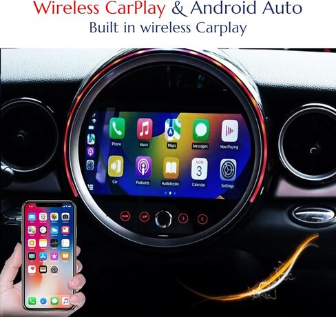 ستيريو راديو Android 13 لسيارة Mini Coupe Countryman Clubman وHatch، Qualcomm 668SOS، دعم CarPlay اللاسلكي، 4G، التحكم في المقبض (9 بوصات فتحات متوازية للقرص المضغوط الأسود) in Kuwait