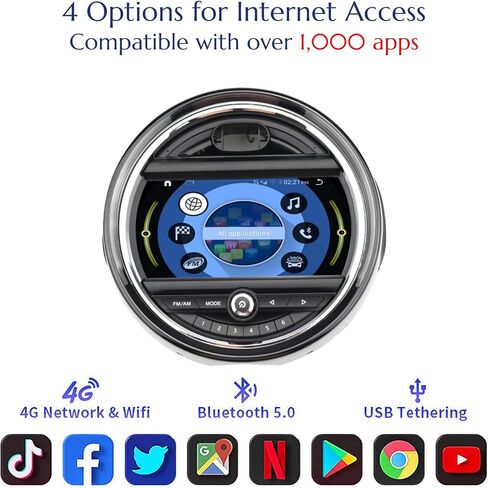 ستيريو راديو Android 13 لسيارة Mini Coupe Countryman Clubman وHatch، Qualcomm 668SOS، دعم CarPlay اللاسلكي، 4G، التحكم في المقبض (9 بوصات فتحات متوازية للقرص المضغوط الأسود) in Kuwait