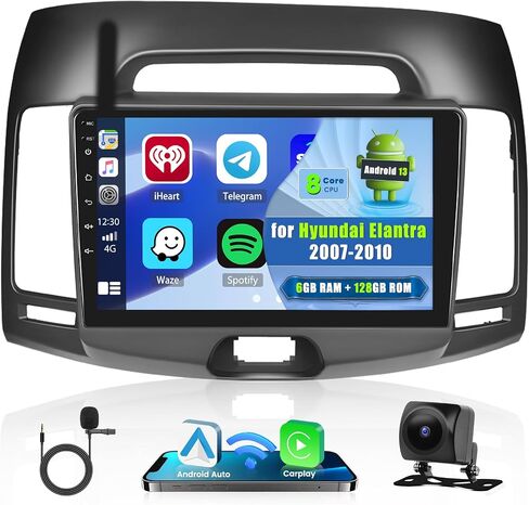 Hikity 8 Cores Android 13 Stereo for Hyundai Santa Fe 2006-2012 with 6G+128G, 9 Inch 1280x720 HD Touchscreen with Wireless Carplay Android Auto DSP GPS BT FM RDS Backup Camera in Saudi Arabia