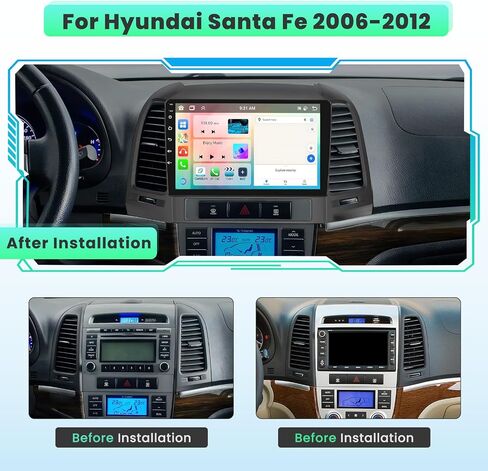 Hikity 8 Cores Android 13 Stereo for Hyundai Santa Fe 2006-2012 with 6G+128G, 9 Inch 1280x720 HD Touchscreen with Wireless Carplay Android Auto DSP GPS BT FM RDS Backup Camera in Saudi Arabia