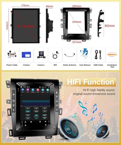 2G 64G Radio for Ford Edge 2013-2015 Android Car Stereo with Apple Carplay, Rimoody 9.7 Inch Touch Screen Car Radio with GPS Navigation Bluetooth FM HiFi WiFi Android Auto + AHD Backup Camera in Saudi Arabia