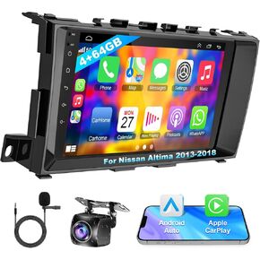 8Core 4G+64G Android 13 Car Stereo Radio for Nissan Altima 2013-2018,Car Dash Navigation GPS Unit Upgrade with Wireless Carplay,Android Auto,1280x800 HD 9 inch Touchscreen, Backup Camera