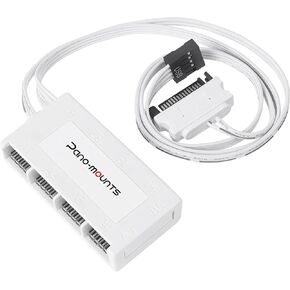 Internal USB Hub Magnetic Motherboard 9-Pin Splitter Header 1 to 4 Ports with SATA Power Cable for Liquid Cooler PC Case Screen and More White
