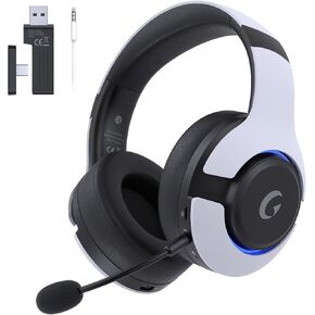 Wireless Gaming Headset for ps5, ps4, Elden Ring, PC, Mac, Switch, Bluetooth 5.3 Gaming Headphones with Noise Canceling Microphone, 45H Battery, RGB Light, White