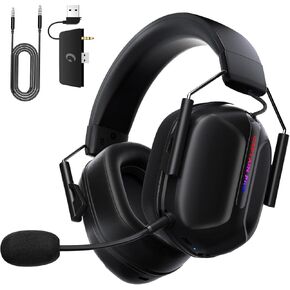 RYR Wireless Gaming Headset for Xbox Series X|S, Xbox One, PC, PS5/4, Mac, Mobile, Switch, 3D Surround Sound, Bluetooth 5.3, 60H Battery, Gaming Headphones with Detachable Noise Canceling Mic-Black