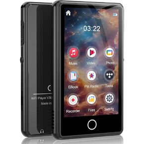 80GB MP3 Music Player with Bluetooth, 3-inch Portable MP4 Player Support All Formats Video with Built-in Speaker, FM Radio, Video, E-Book, Recording. Expandable up to 256GB, Black