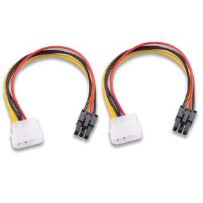 4 Pin Molex to 6 Pin Video Card GPU Power Supply Cable PCI-E Male Graphics Card Adapter(Pack of 2)