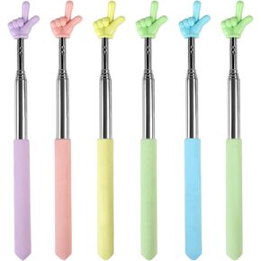 Azureal 6pcs مؤشر عصا إصبع ، عصا مؤشر الإصبع الملون القابلة للتمديد ، مؤشر المعلم القابل للتراجع القابل للسحب للعرض التقديمي ، لوح الأسود ، لوازم الفصول الدراسية (5 لون)