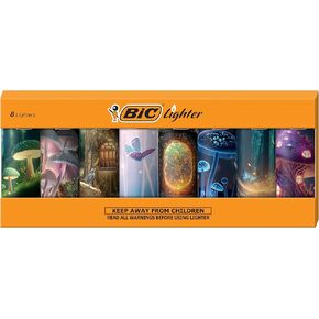 BIC Maxi Pocket Lighter, Special Edition Whimsical Series, 8 Count Pack of Lighters