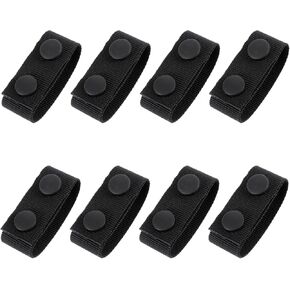 8 Pcs Nylon Duty Belt Keepers, Double Snaps Belt Keepers for Duty Belts 2.5 Inch Wide Security Tactical Belts Loop Utility Police Equipment Accessories(Black)