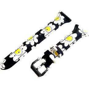 Daisy Floral Slim Band Compatible with Garmin Venu 3 2, Vivoactive 4 and Forerunner 745 265 255 Music Elegant Soft Leather Strap Bracelet PT22