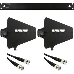 Shure UA844+SWB Antenna Splitter: 5-Way Active Power Distribution System, RF Amplifier & Selectable Gain - 470-698 MHz, Includes BNC Coaxial Cables