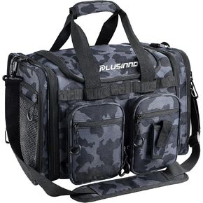 PLUSINNO Tackle Bag - Expandable Fishing Bag for Saltwater & Freshwater - Water Resistant Fishing Gear