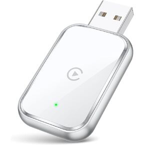 Wireless Carplay Adapter for iPhone, Convent Wired to Wireless Car Play Adapter, Mini Size with Extension Cable USB & USB C/Type-C, Stable Control & No Delay, White