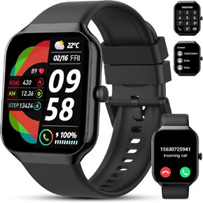 Smart Watch(Answer/Make Call), 1.96" HD Smartwatch for Men Women, 2025 Fitness Watch with 110+ Sport Modes/Heart Rate/Sleep Monitor/Pedometer, IP68 Waterproof Fitness Activity Tracker for Android iOS