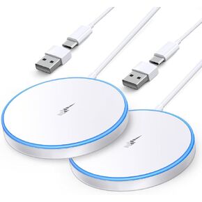 Magnetic Wireless Charger 15W 2 Pack Fast Mag Safe Charger for iPhone 16 Pro Max/16 Pro/16 Plus/16/15/14/13/12 Series Charging Pad for AirPods Series LED Magnet Charging Pad