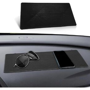 2 Pcs Car Dashboard Non Slip Mat 10.6"x 5.9" Universal Anti Slip Pad Multifunctional Fixate Gripping Black Grid Pad for Detector Phones Sunglasses Keys Electronic Devices