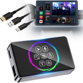 D3 Ai Box Wireless CarPlay Adapter Android Auto, Netflix/YouTube/TikTok, Vehicle-Level Chip Stable Connect HD Navigation, Magic Box Wireless Adapter Split-Screen & Mirroring Magic CarPlay
