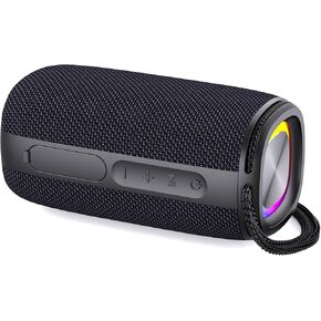 Bluetooth Speaker, Speaker Bluetooth Wireless with Light, BT5.3, IPX6 Waterproof Electronic Gadgets for Home/Party/Outdoor, Birthday Gift (Black)