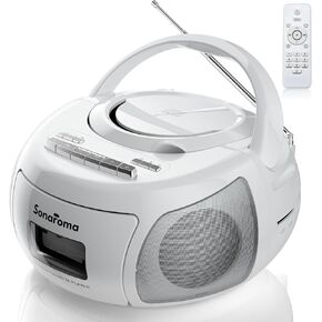 CD Cassette Player Combo ، bluetooth Boombox الذي يتم تشغيله بالبطارية ، CD Cassette USB MP3 AM/FM ، مقبس سماعة الرأس ، مشغل موسيقى الرجعية مع وظيفة التسجيل (أسود)