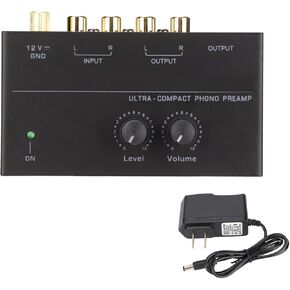 Low Noise, Sensitive, Plug and Play Mini Phono Preamp, Easy to Use, Wide Range of Applications, with DC 12V Power Adapter, for Record Player (US Plug)