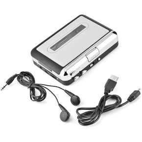 Cassette to MP3 Converter, Portable USB Cassette Tape to PC MP3 CD Switcher Converter Audio Music Player with Headphones
