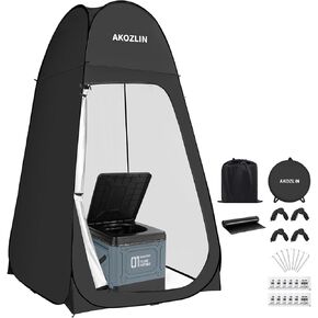 AKOZLIN Portable Pop Up Shower Tent with Camping Toilet for Camping Beach Outdoor Use 47.2" Lx47.2 Wx74.8 H