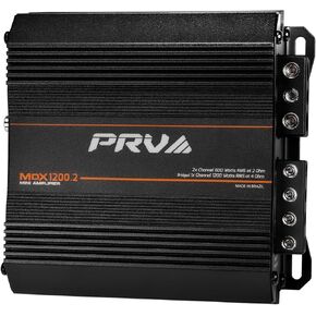 PRV Audio MDX1200.2 2 Ohm Mini 2 Channel Car Audio Amplifier 2X 600 Watts RMS at 2 Ohm - Bridged 1CH 1200 Watt at 4 Ohm for Powersports, Motorcycles, ATV, for High Power Stereo Speaker Systems