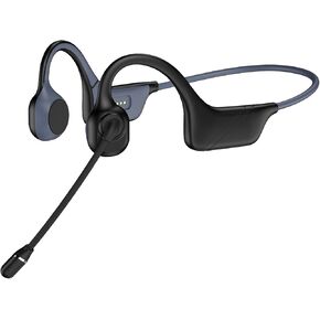Bone Conduction Headphones with Mic, Open-Ear Headphones with Noise-Canceling Rotated Boom Microphone/Earphones Bluetooth 5.3/Mute Function, Wireless Headset for Meeting, Running, Driving(Black)