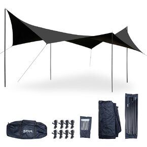 Himalaya Camping Tarp with Poles, Tent for Camping 10 Person Sun Shield Tarp UPF 50+ Shelter Rainfly Waterproof for Outdoor Traveling Picnic（204.7"×165.3"）