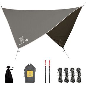 Hammock Tarp - Rain Tarp for Camping Hammock Tent 11 x 9 ft-Camping Gear Must Haves w/Easy Set Up Including Tent Stakes and Carry Bag