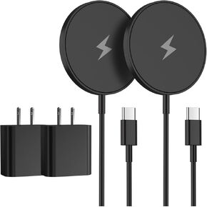 الشاحن اللاسلكي المغناطيسي iPhone iPhone ، شاحن 6 أقدام لشاحن Apple Magsafe 2Pack لاسلكي سريع لـ iPhone 16 Pro Max/16 Pro/16 Plus/15 Promax/15/14/13/12/AirPods 3/2/PR MAG-SAFE PAD
