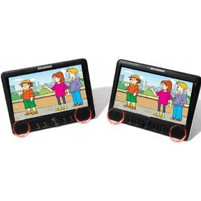 Sylvania 10.1" Dual Screen Portable CD/DVD Media Player Black, with SD Card slot, USB, Headphone Jack, Stereo Audio Output - For Car Family Road Trips or Vacations - SDVD1082 (Renewed)