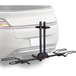 EBike Rack with Ramp, 200 lbs Capacity Heavy Bike Rack Electric Bike Carrier for 2 E-Bike, Foldable Bike Racks for Tow Hitch Up to 5-inch Fat Tire 2'' Receiver